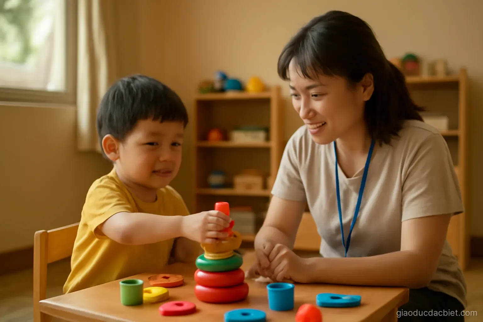 Giáo viên hỗ trợ cá nhân trong lớp hòa nhập